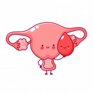 uterus cartoon shows effect of saffron on PMS