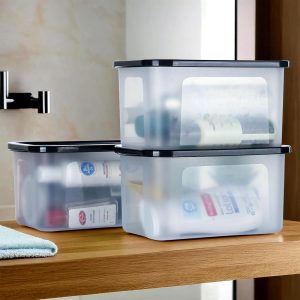 Clear storage boxes
