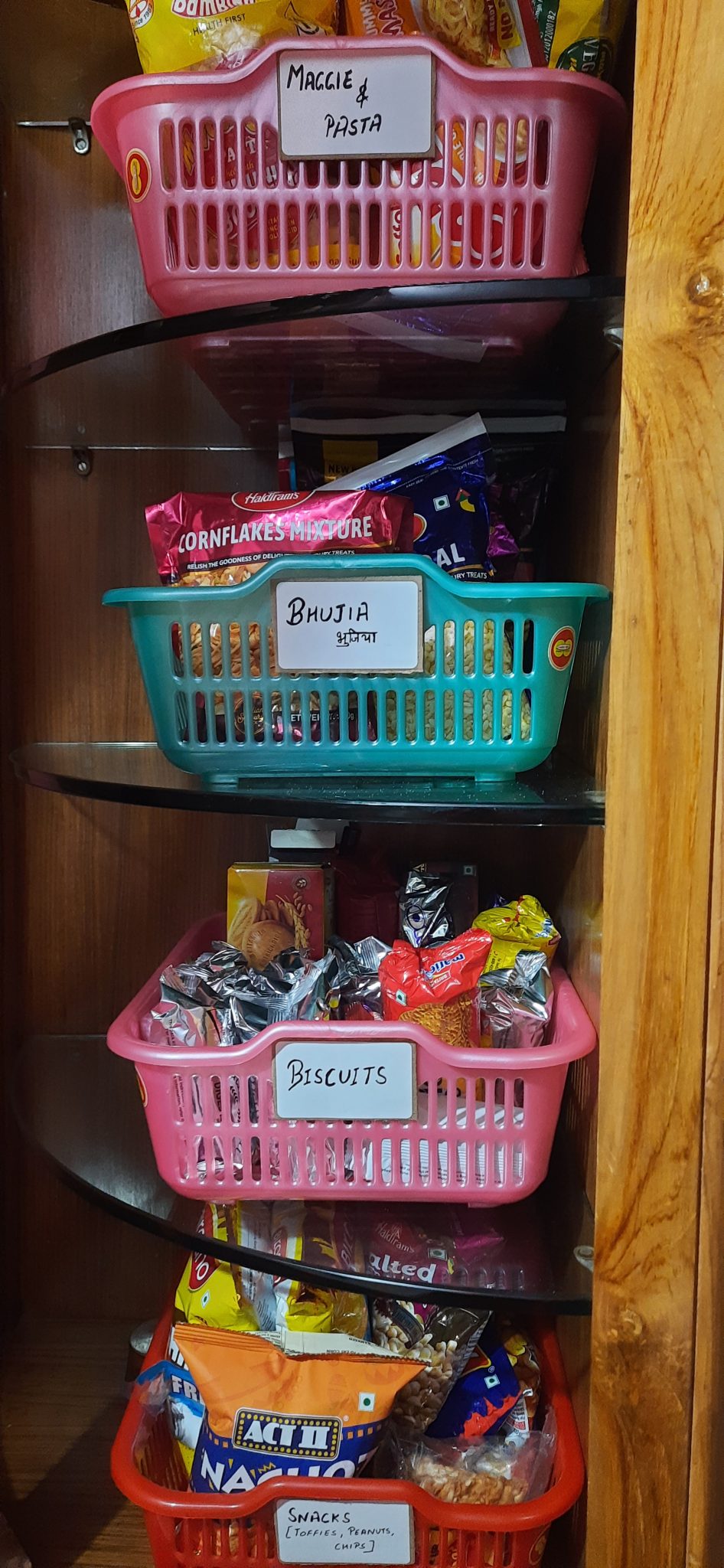 Organized snack cabinet