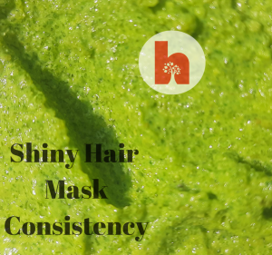 Hair mask consistency is non-drip and color is green 